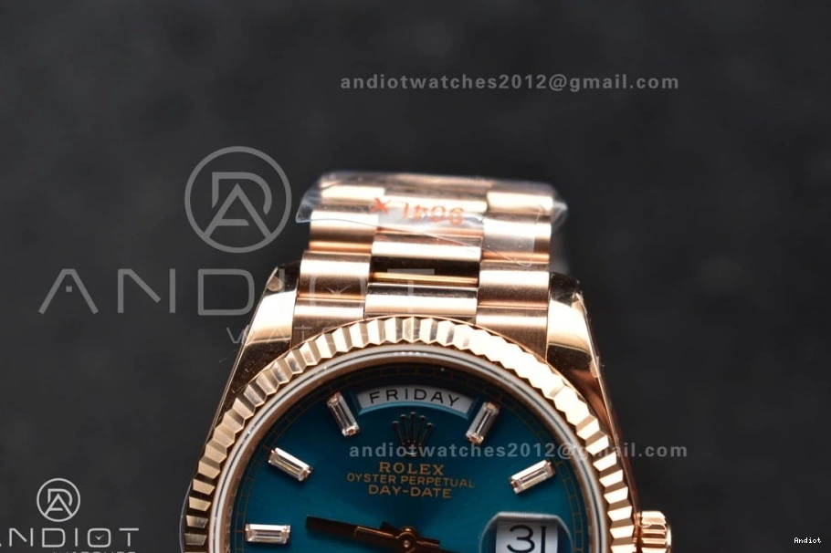 with 36 Stick Diamond Steel RG Bracelet President vr3255 Dial Best 904L QF DayDate (Gain Weight) on V5 Edition Blue 0223